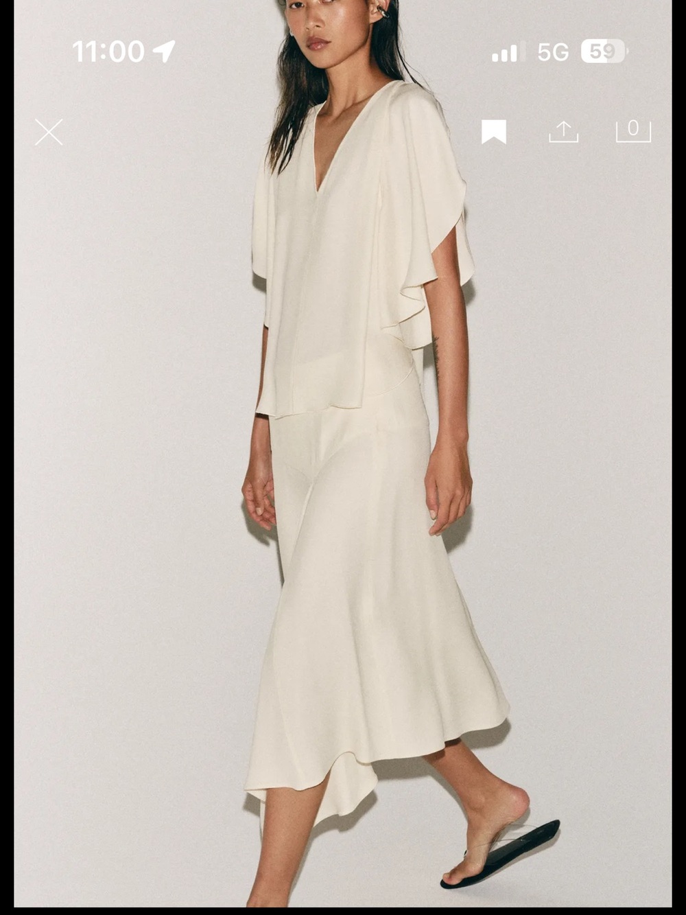 ZARA Zara ZW COLLECTION FLOWY MIDI SKIRT ECRU 1111/151/712